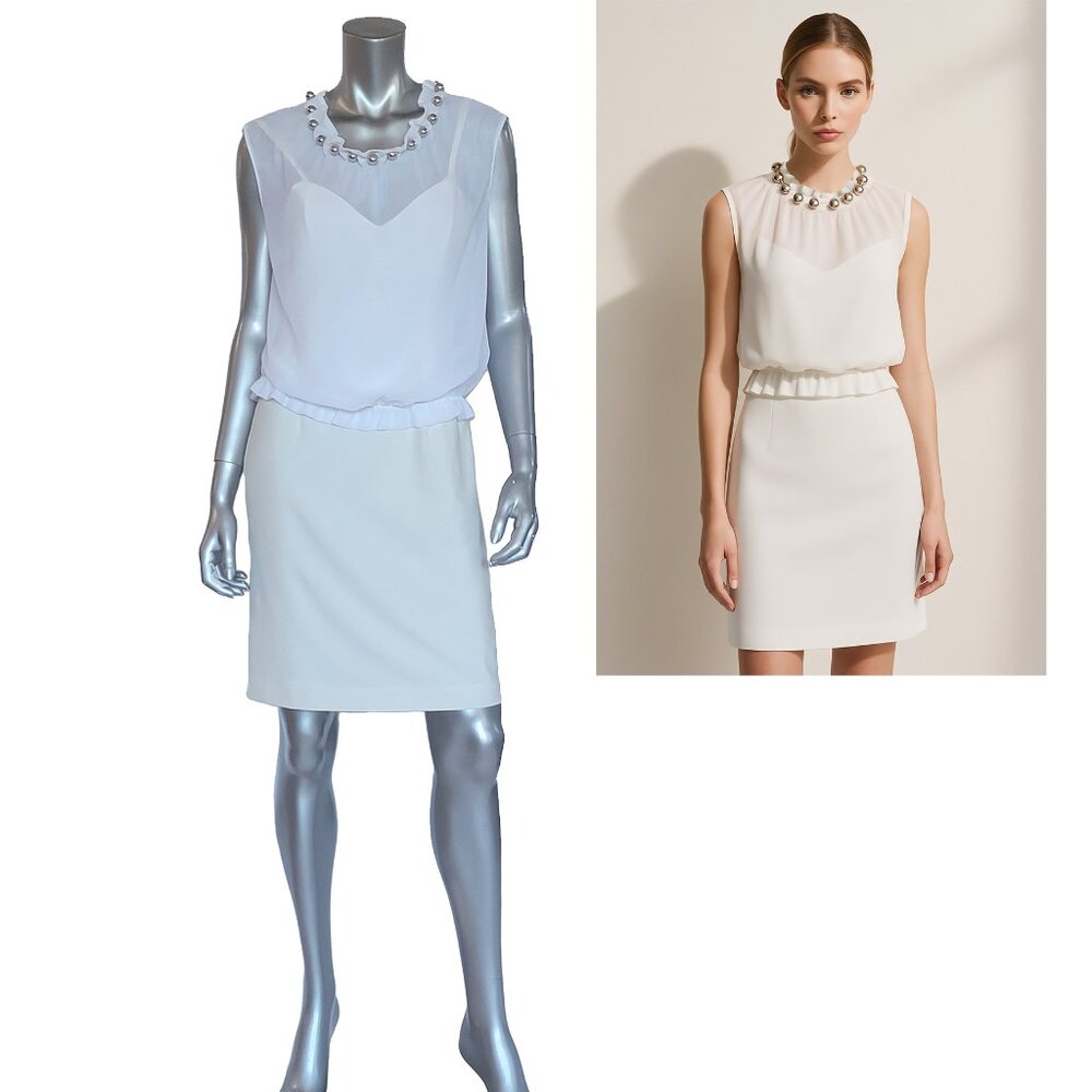 BOUTIQUE MOSCHINO DRESS SWEETHEART SHEATH DRESS w BLOUSE TOP OVERLAY IT 40 US 6